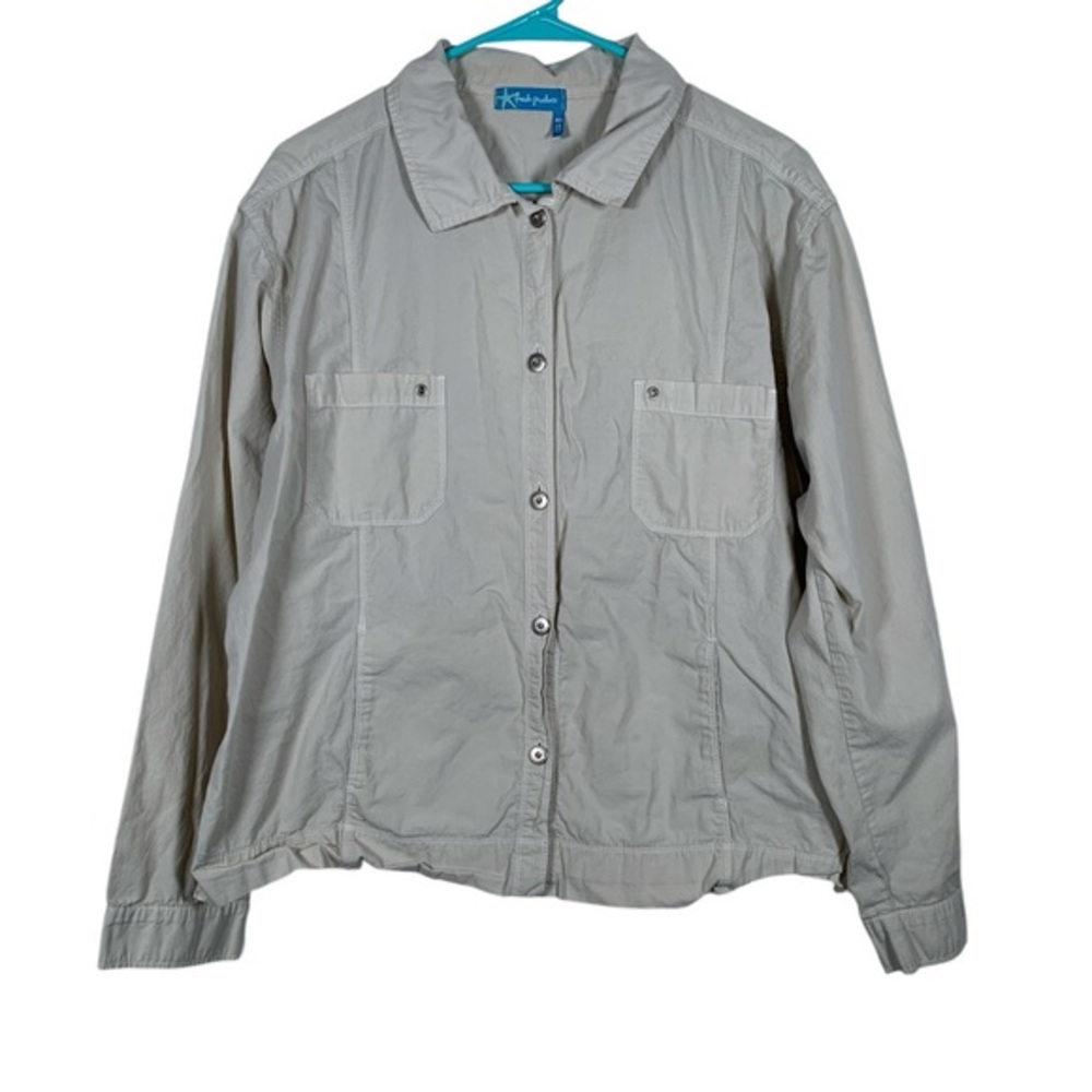 Fresh Produce Tan Button Lightweight Jacket Size Xl Euc #Veg-0302